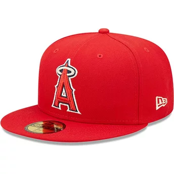 Gorra plana roja ajustada 59FIFTY Authentic On Field de Los Angeles Angels MLB de New Era