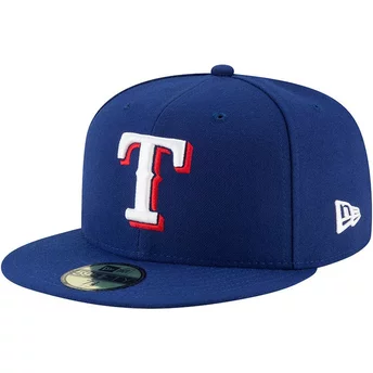 Gorra plana azul ajustada 59FIFTY Authentic On Field de Texas Rangers MLB de New Era