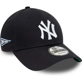Gorra curva azul marino ajustable 9FORTY Team Side Patch de New York Yankees MLB de New Era