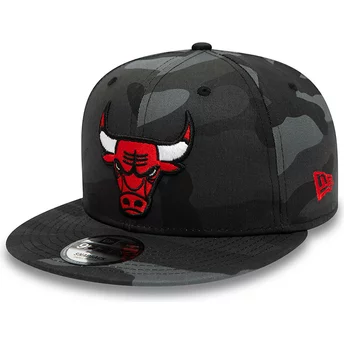 Gorra plana camuflaje negro snapback 9FIFTY Team de Chicago Bulls NBA de New Era