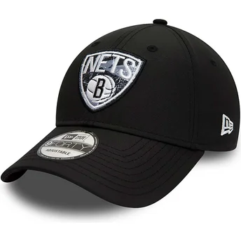 Gorra curva negra ajustable 9FORTY Print Infill de Brooklyn Nets NBA de New Era