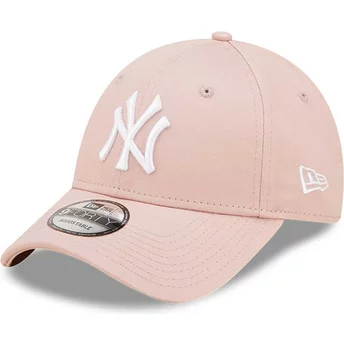 Gorra curva rosa ajustable con logo blanco 9FORTY League Essential de New York Yankees MLB de New Era