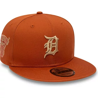 Gorra plana marrón snapback 9FIFTY Side Patch de Detroit Tigers MLB de New Era