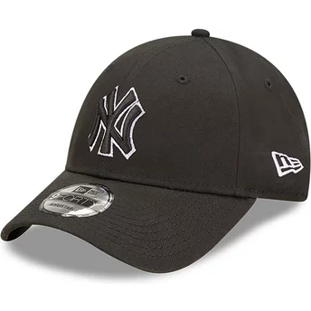 Gorra curva negra ajustable 9FORTY Team Outline de New York Yankees MLB de New Era