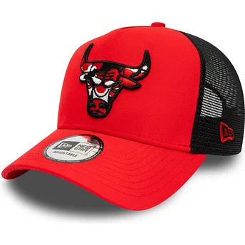 Gorra trucker roja y negra A Frame Camo Infill de Chicago Bulls NBA de New Era