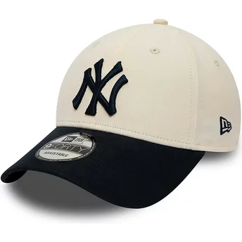 Gorra curva beige y azul marino ajustable 9FORTY de New York Yankees MLB de New Era