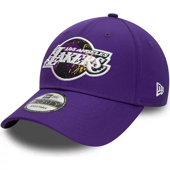 Gorra curva violeta ajustable 9FORTY Print Infill de Los Angeles Lakers NBA de New Era