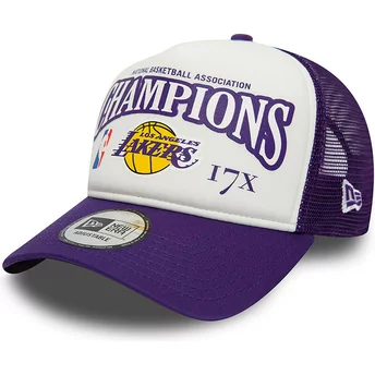 Gorra trucker violeta y blanca A Frame League Champions de Los Angeles Lakers NBA de New Era