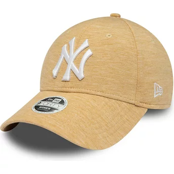 Gorra curva beige ajustable para mujer 9FORTY Jersey de New York Yankees MLB de New Era