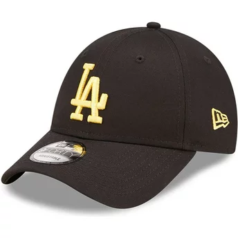 Gorra curva negra ajustable con logo amarillo 9FORTY League Essential de Los Angeles Dodgers MLB de New Era