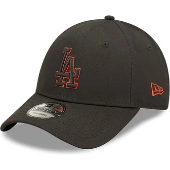 Gorra curva negra ajustable 9FORTY Team Outline de Los Angeles Dodgers MLB de New Era