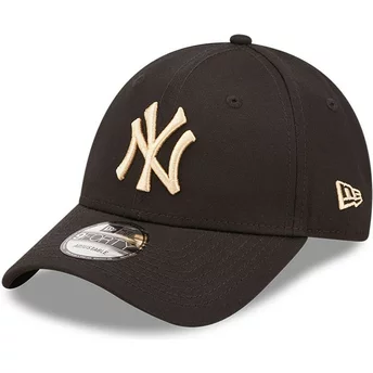 Gorra curva negra ajustable con logo beige 9FORTY League Essential de New York Yankees MLB de New Era