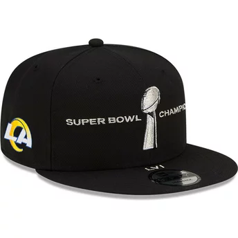 Gorra plana negra snapback 9FIFTY Parade Super Bowl Champions LVI 2022 de Los Angeles Rams NFL de New Era