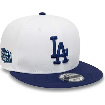 Gorra plana blanca y azul snapback 9FIFTY Crown Patches de Los Angeles Dodgers MLB de New Era