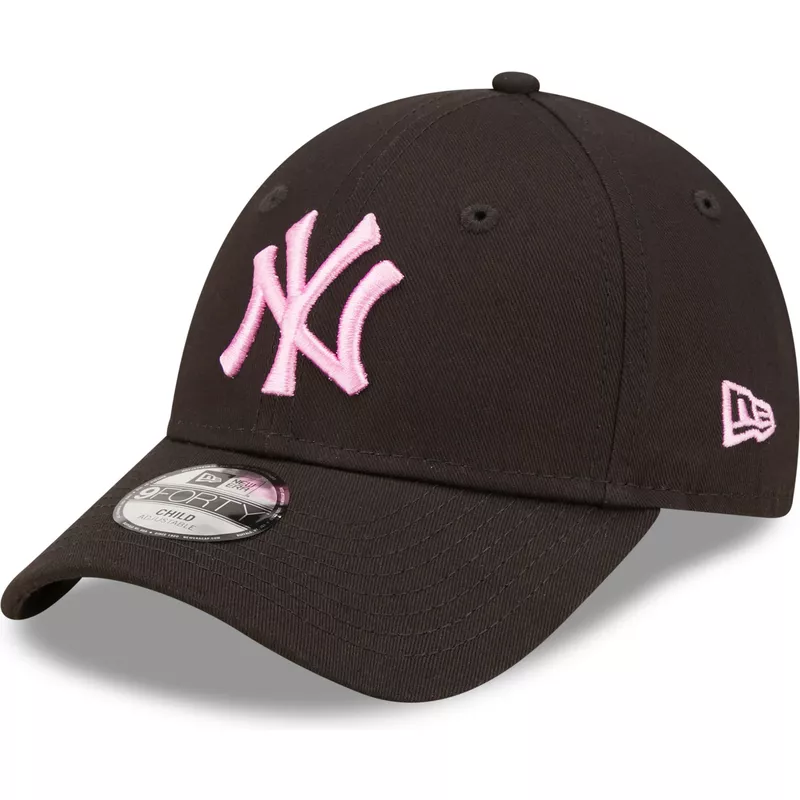 gorra-curva-negra-ajustable-con-logo-rosa-para-nino-9forty-league-essential-de-new-york-yankees-mlb-de-new-era