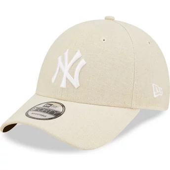 Gorra curva beige ajustable 9FORTY Linen de New York Yankees MLB de New Era