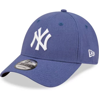 Gorra curva azul ajustable 9FORTY Linen de New York Yankees MLB de New Era