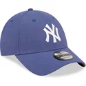 gorra-curva-azul-ajustable-9forty-linen-de-new-york-yankees-mlb-de-new-era