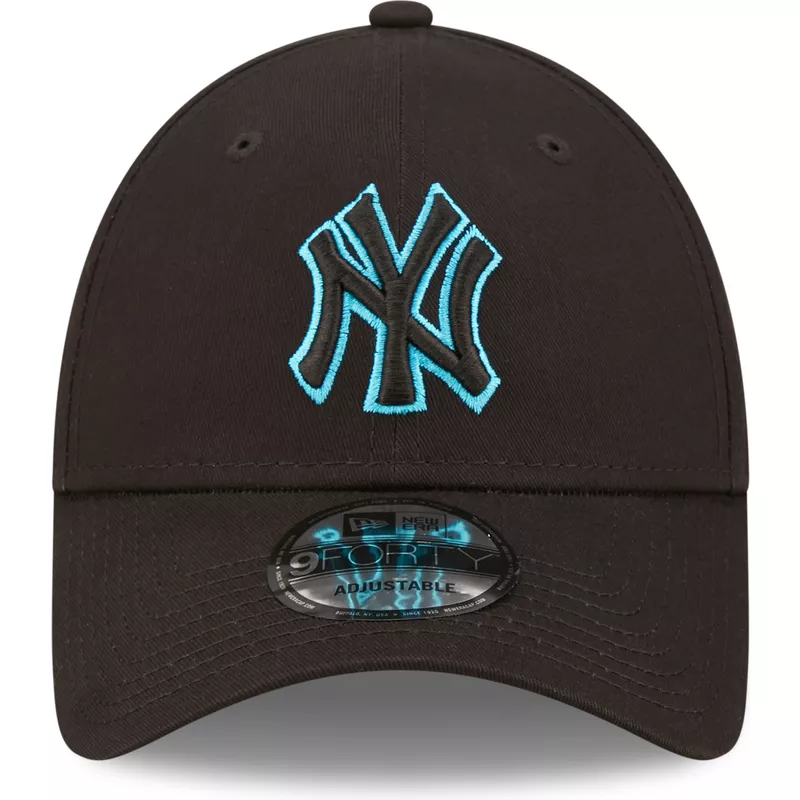 gorra-curva-negra-ajustable-con-logo-azul-9forty-neon-outline-de-new-york-yankees-mlb-de-new-era