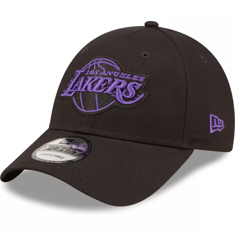 gorra-curva-negra-ajustable-con-logo-violeta-9forty-neon-outline-de-los-angeles-lakers-nba-de-new-era
