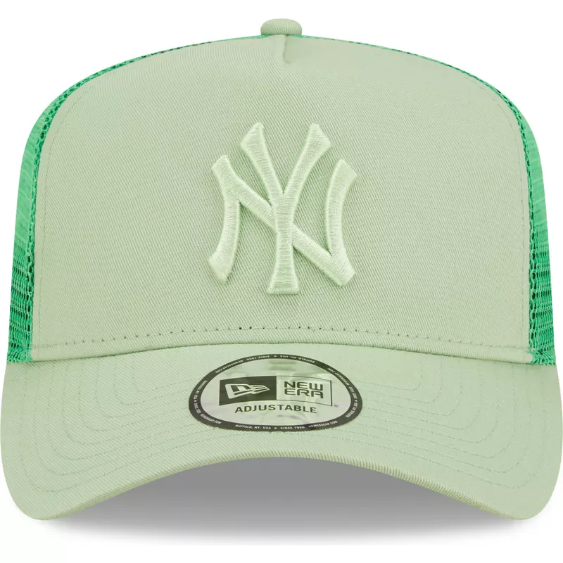gorra-trucker-verde-claro-con-logo-verde-a-frame-tonal-mesh-de-new-york-yankees-mlb-de-new-era