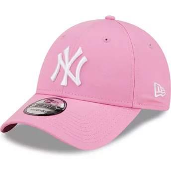 Gorra curva rosa ajustable con logo blanco 9FORTY League Essential de New York Yankees MLB de New Era