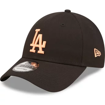 Gorra curva negra ajustable con logo naranja 9FORTY League Essential de Los Angeles Dodgers MLB de New Era