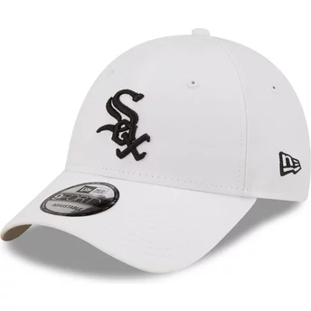 Gorra curva blanca ajustable con logo negro 9FORTY League Essential de Chicago White Sox MLB de New Era