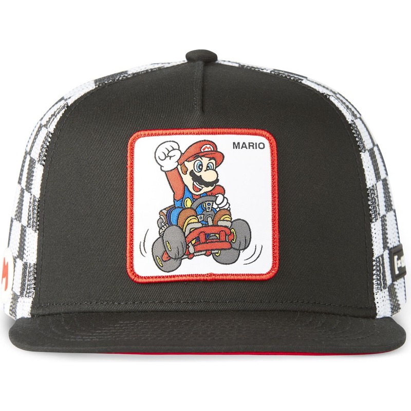 gorra-trucker-plana-negra-y-blanca-mario-kart-casf-ju1-super-mario-bros-de-capslab