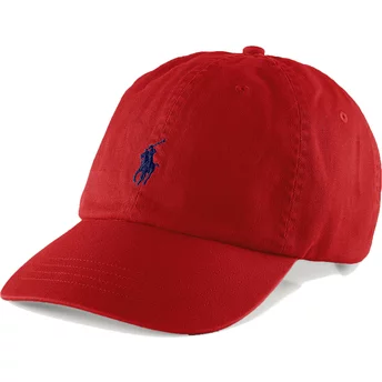 Gorra curva roja ajustable con logo azul Cotton Chino Classic Sport de Polo Ralph Lauren