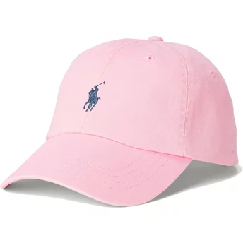 Gorra curva rosa ajustable con logo azul Cotton Chino Classic Sport de Polo Ralph Lauren