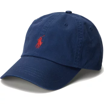 Gorra curva azul marino ajustable con logo rojo Cotton Chino Classic Sport de Polo Ralph Lauren