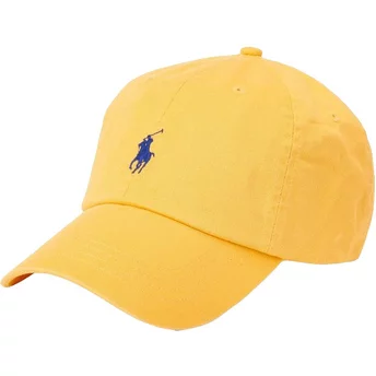Gorra curva amarilla ajustable con logo azul Cotton Chino Classic Sport de Polo Ralph Lauren