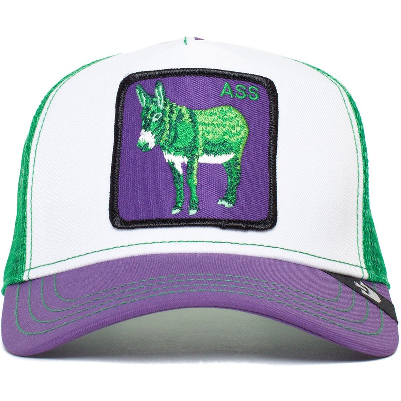 gorra-trucker-blanca-verde-y-violeta-burro-ass-donkey-trip-the-farm-de-goorin-bros