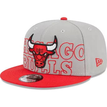 Gorra plana gris y roja snapback 9FIFTY Draft Edition 2023 de Chicago Bulls NBA de New Era