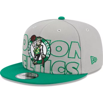 Gorra plana gris y verde snapback 9FIFTY Draft Edition 2023 de Boston Celtics NBA de New Era