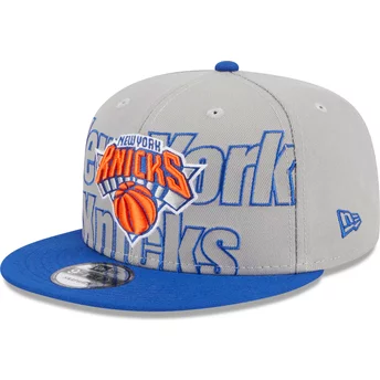 Gorra plana gris y azul snapback 9FIFTY Draft Edition 2023 de New York Knicks NBA de New Era