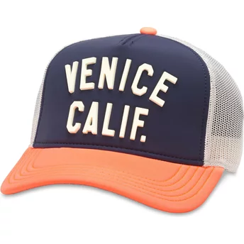 Gorra trucker azul marino, blanca y naranja snapback Venice Beach California Riptide Valin de American Needle