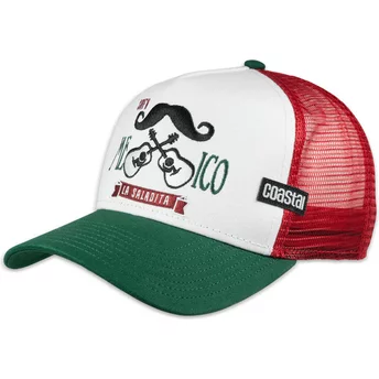 Gorra trucker blanca, roja y verde Mexican Mustache HFT de Coastal
