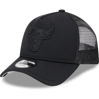Gorra trucker negra con logo negro 9FORTY A Frame All Day Trucker de Chicago Bulls NBA de New Era