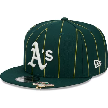 Gorra plana verde snapback 9FIFTY Pinstripe Visor Clip de Oakland Athletics MLB de New Era