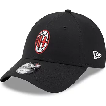 Gorra curva negra ajustable 9FORTY Core de AC Milan Serie A de New Era