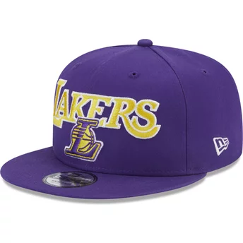 Gorra plana violeta snapback 9FIFTY Patch de Los Angeles Lakers NBA de New Era