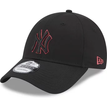 Gorra curva negra ajustable 9FORTY Team Outline de New York Yankees MLB de New Era