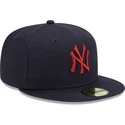 gorra-plana-azul-marino-ajustada-con-logo-rojo-59fifty-league-essential-de-new-york-yankees-mlb-de-new-era