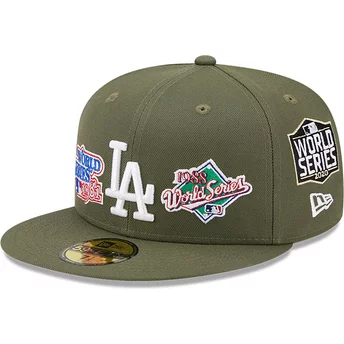 Gorra plana verde ajustada 59FIFTY World Series de Los Angeles Dodgers MLB de New Era