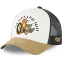 gorra-trucker-beige-negra-y-marron-fire-racer-fir-de-von-dutch