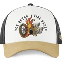 gorra-trucker-beige-negra-y-marron-fire-racer-fir-de-von-dutch