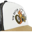 gorra-trucker-beige-negra-y-marron-fire-racer-fir-de-von-dutch