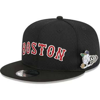 Gorra plana negra snapback 9FIFTY Post-Up Pin de Boston Red Sox MLB de New Era